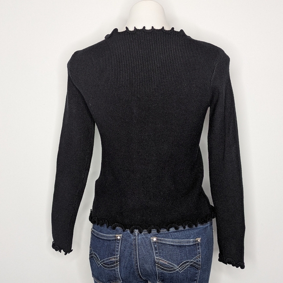 NWT Commense Black Silver Rhinestone Bow Pin Accent Sweater XL - Picture 5 of 9